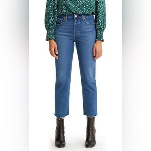 Levi's Premium 501 Crop Jeans - Charleston in the Fray, Dark Indigo